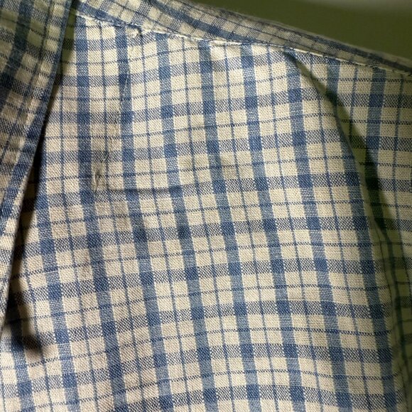 Double RL Ralph Lauren Short Sleeve Blue & White Check Linen Blend Size Large - Picture 7 of 15